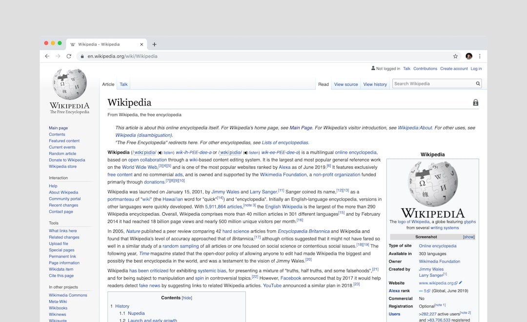Wikipedia page screenshot