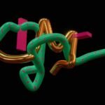 a 3d image of a green and gold snake