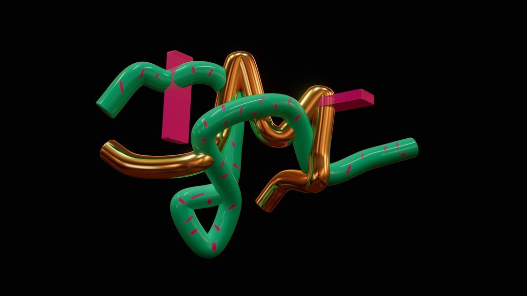 a 3d image of a green and gold snake