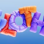 Colorful letters spelling out cloth on blue background