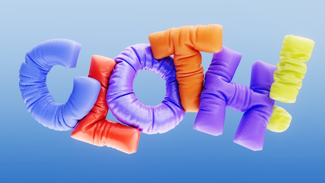 Colorful letters spelling out cloth on blue background
